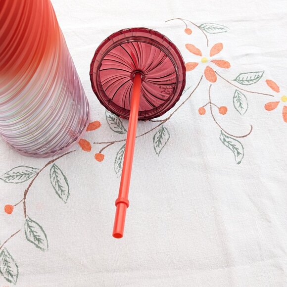 Starbucks Sunrise Swirl Cold Cup 24 oz Pearl Pink Orange Ombre Swirl NWOT - Picture 9 of 9